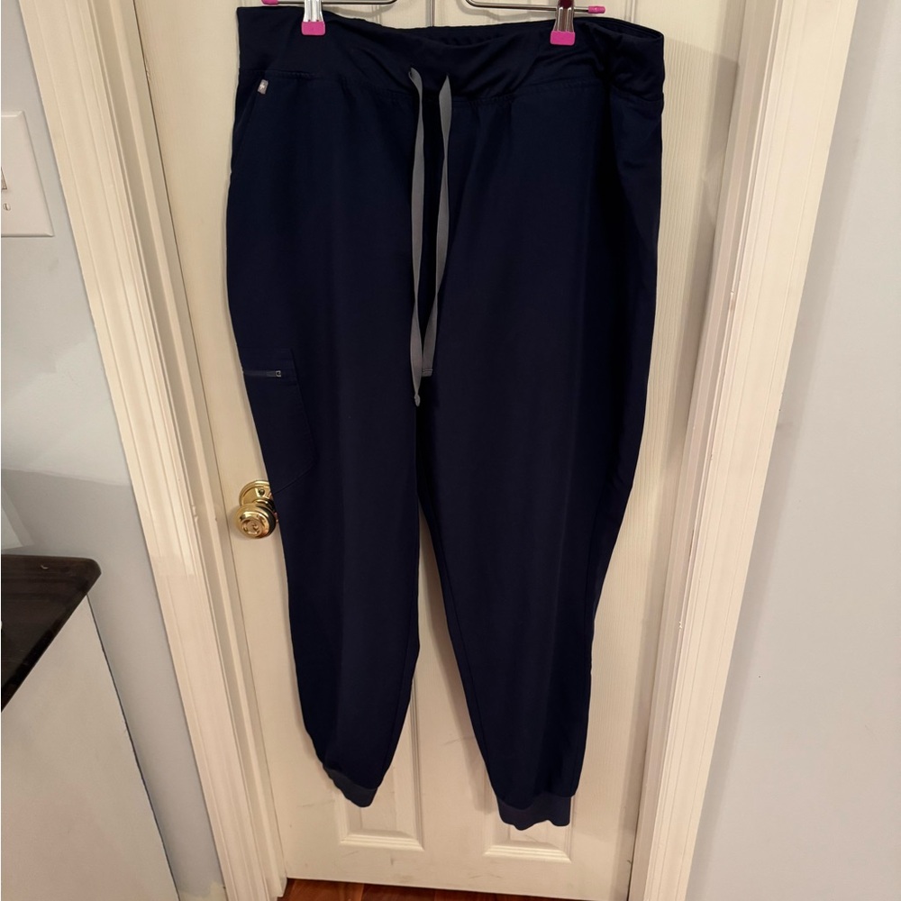 Figs Navy Blue Zamora high waisted joggers